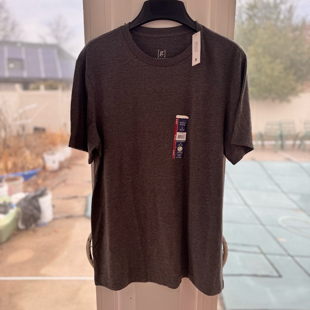 George Men’s Crew Neck T-Shirt Size Medium M 38-40 Charcoal Gray NWT Wicking